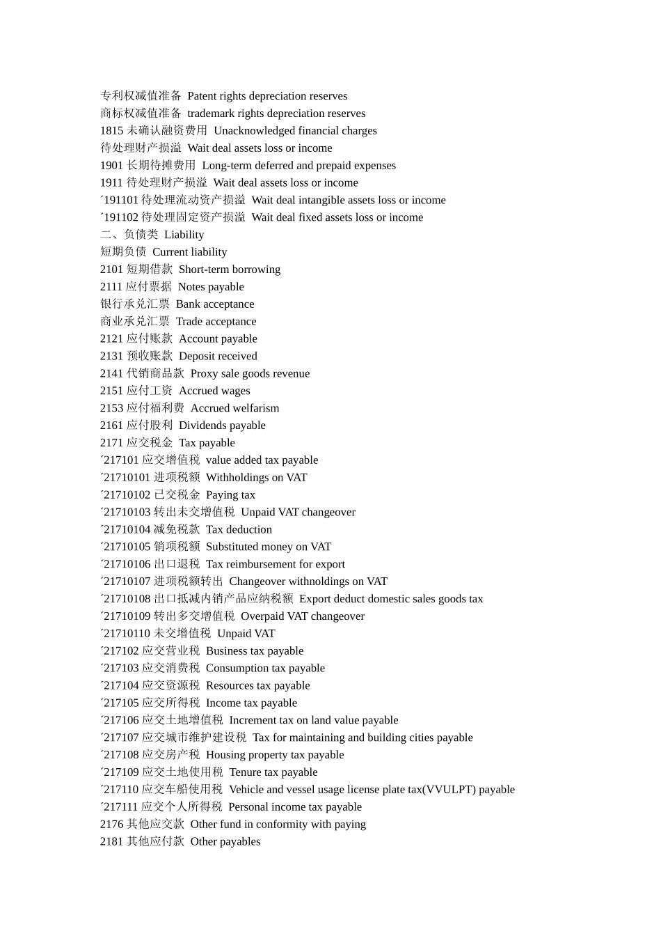 会计科目中英对照_第3页