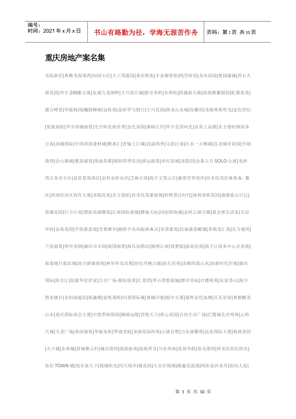 重庆房地产案名集_第1页