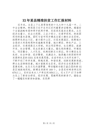 XX年某县精准扶贫工作汇报材料