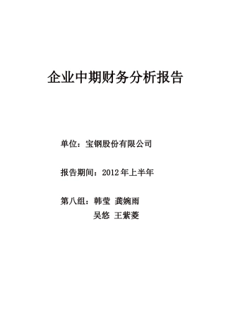 企业中期财务分析报告