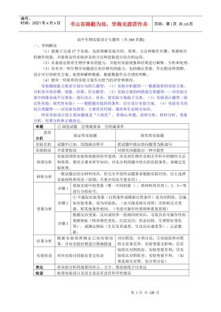 高中生物实验设计专题库(共160多题)