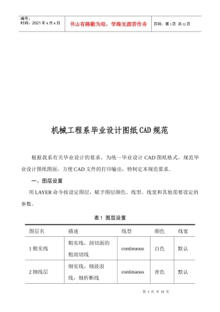论机械工程系毕业设计图纸CAD规范