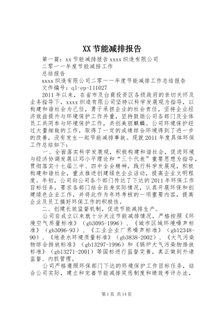 XX节能减排报告