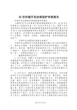 XX市河湖开发治理保护审核报告