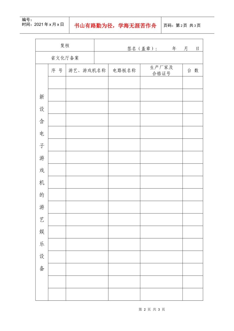 电子游戏机专营场所变更项目登记表_第2页