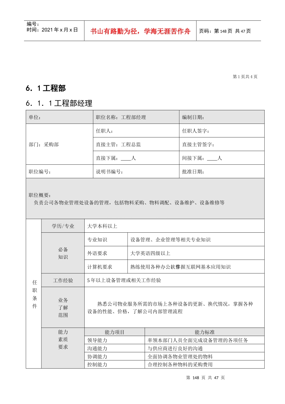经典物业公司职务说明书_第2页