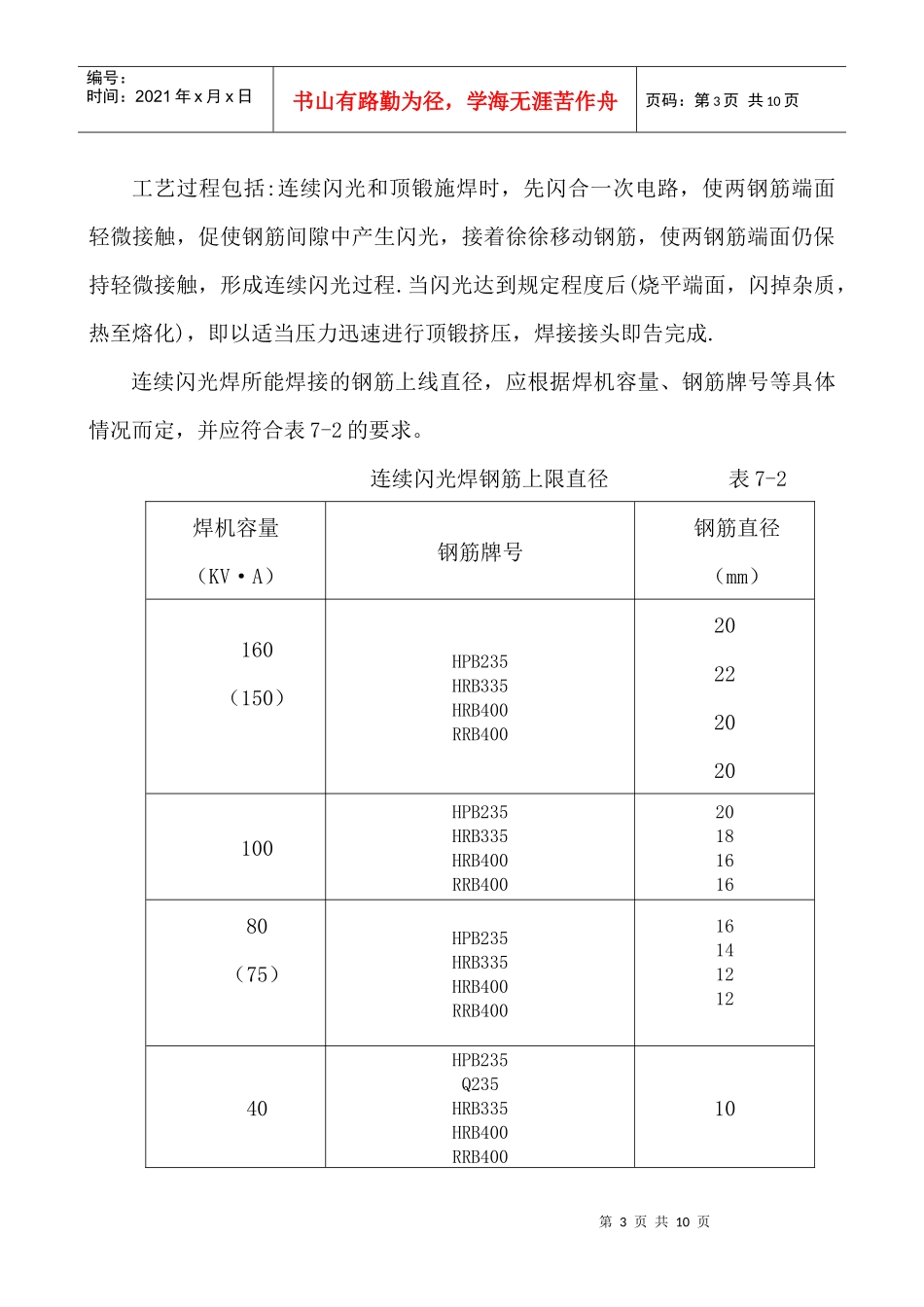 钢筋闪光对焊焊接施工工艺标准_第3页