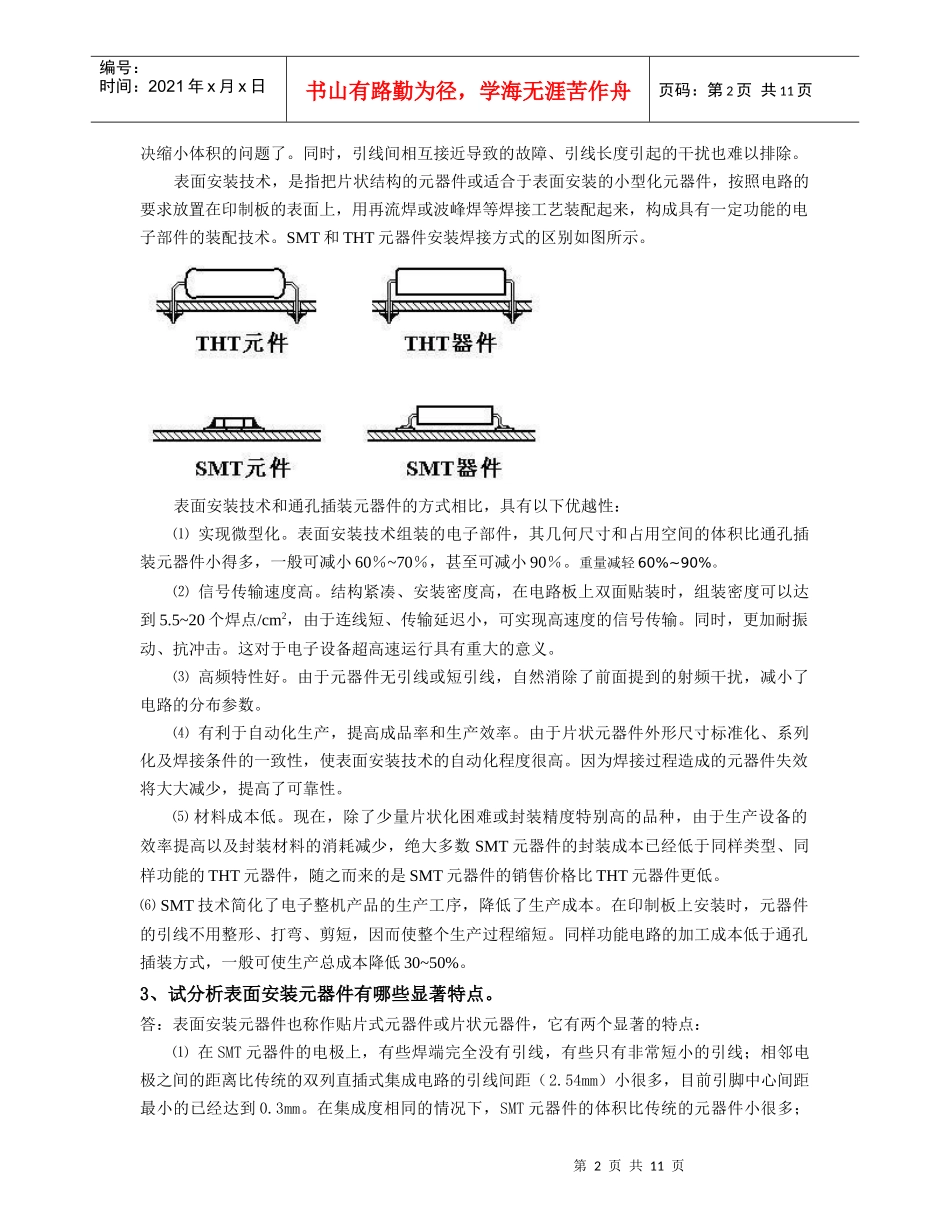 电子产品工艺课后答案第六章 SMT(贴片)装配焊接技术_第2页