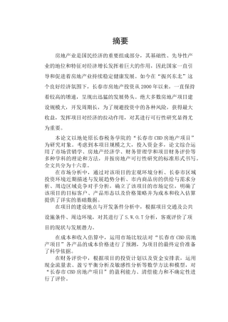 长春市CBD房地产项目可行性研究100页