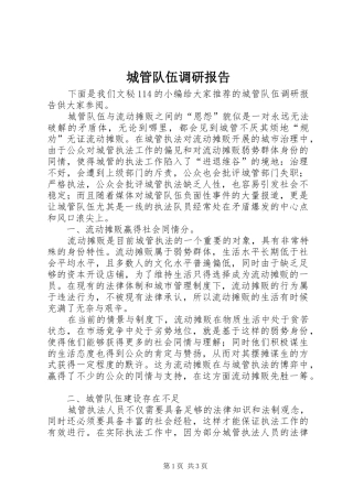 城管队伍调研报告