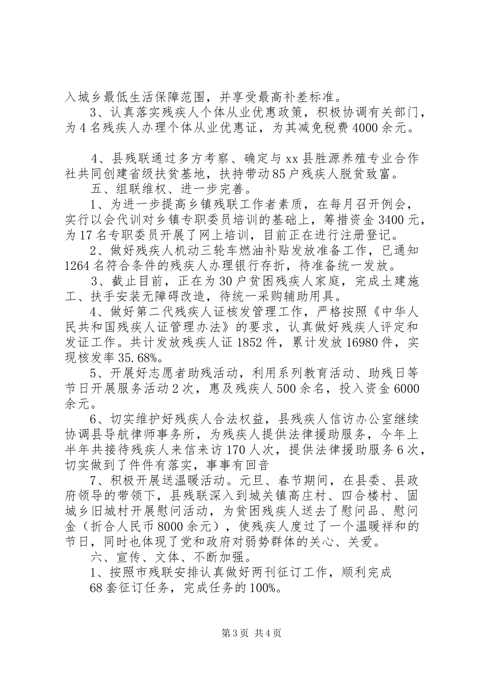 XX年县残疾人联合会工作情况汇报_第3页