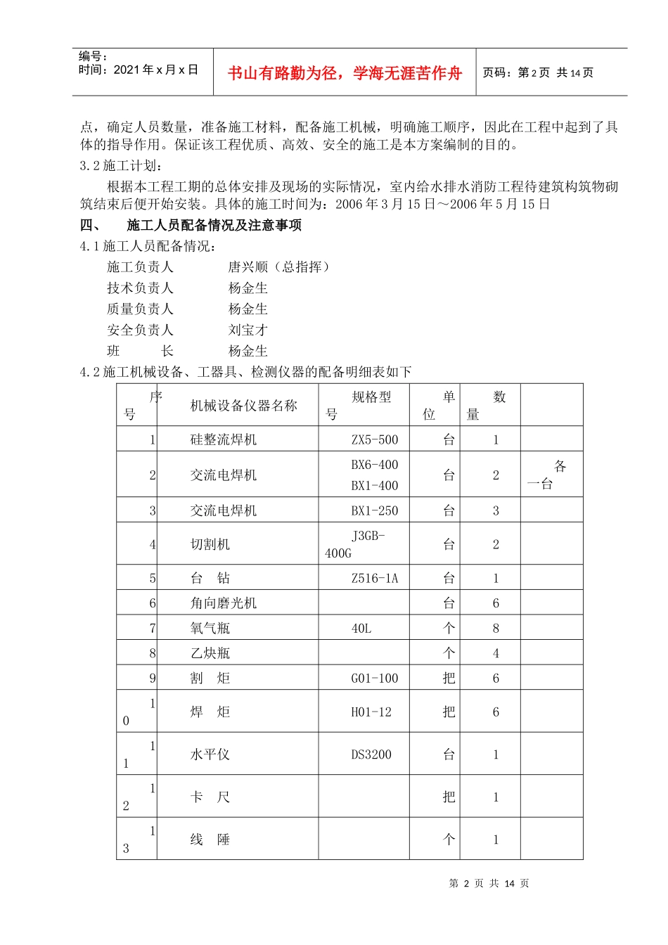 阜新市某热电厂厂房给排水消防施工方案_第2页