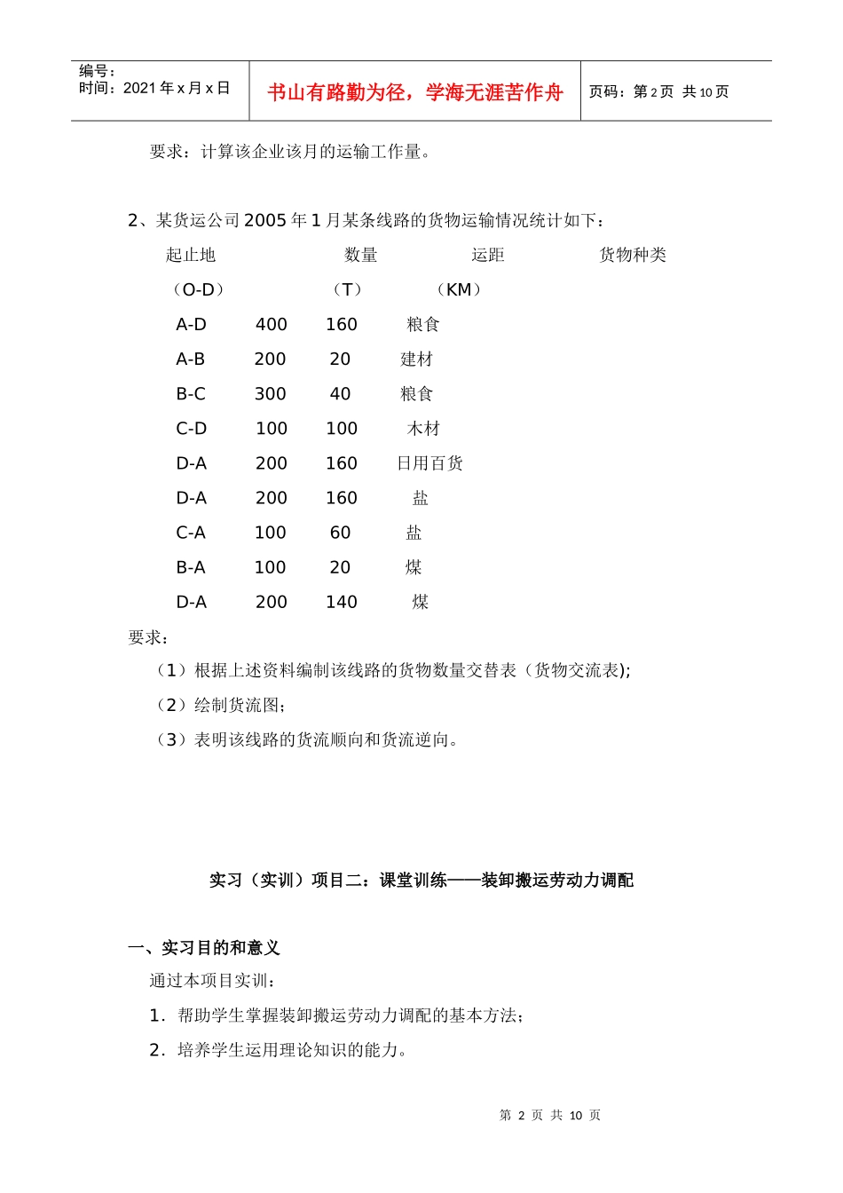 运输组织学实训项目1_第2页