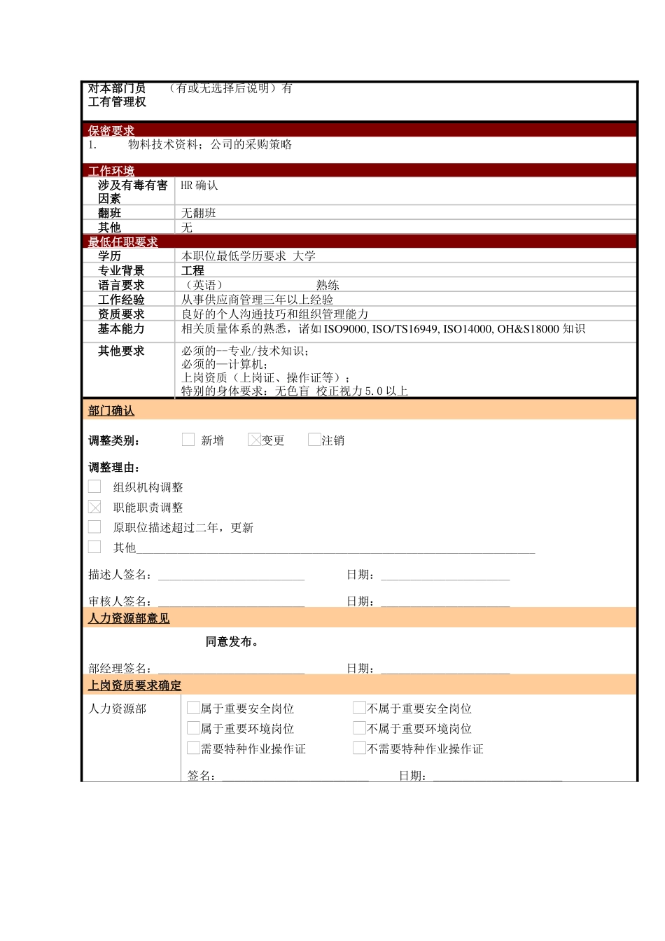 某大型电子公司质量部IQC供应商质量工程师职位说明书_第2页