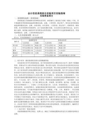 会计综合模拟实验指南(实验准备)