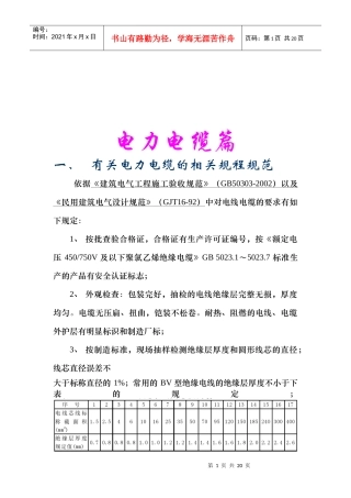 电力电缆的相关规程