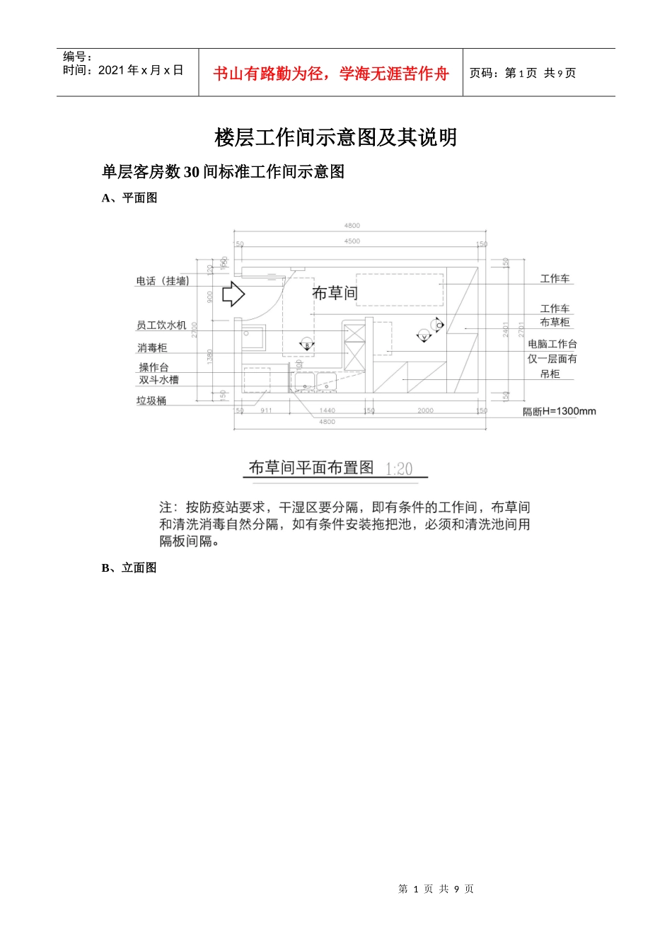酒店楼层工作间(布草间)通用示意图及说明_第1页