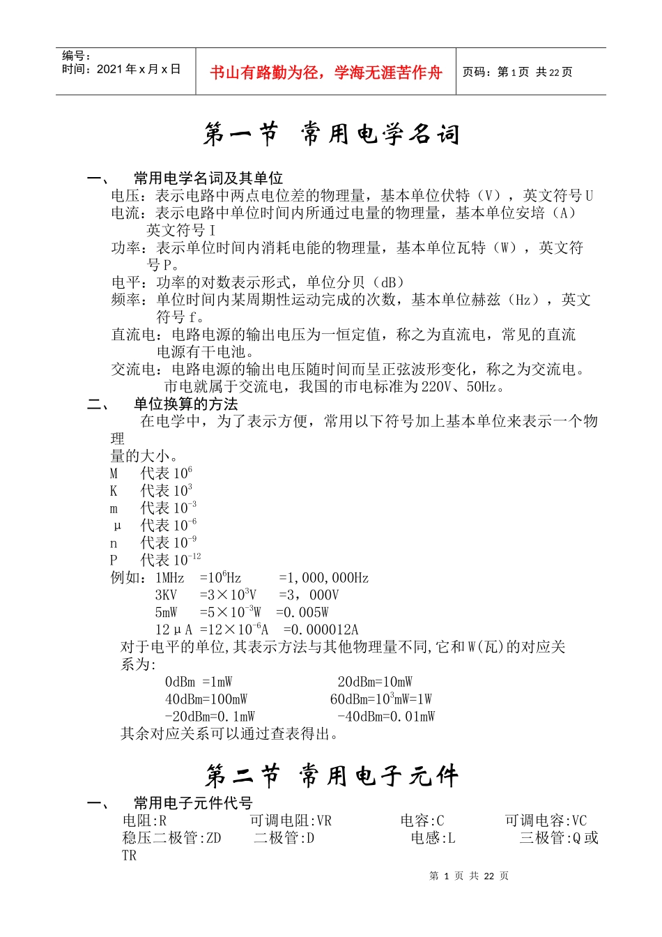 电子元器件实用知识_第1页