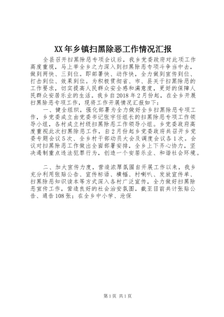 XX年乡镇扫黑除恶工作情况汇报