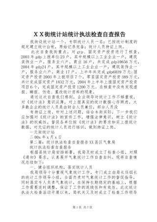 ＸＸ街统计站统计执法检查自查报告