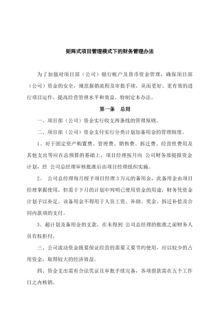 矩阵式项目管理的财务分析方法
