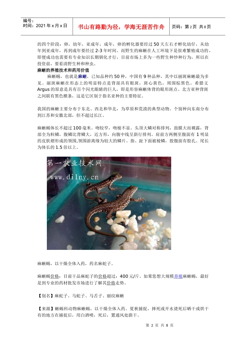 麻蜥养殖技术大全及药用价值_第2页