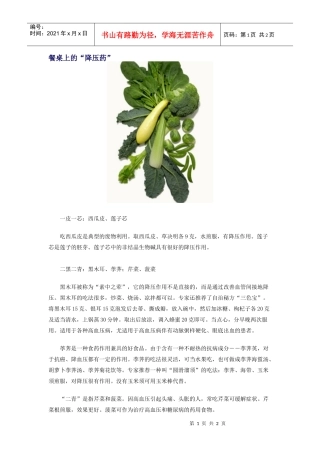 餐桌上的“降压药”