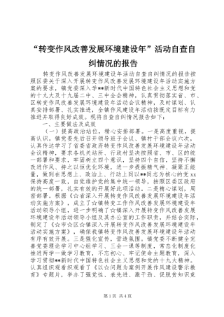 “转变作风改善发展环境建设年”活动自查自纠情况的报告