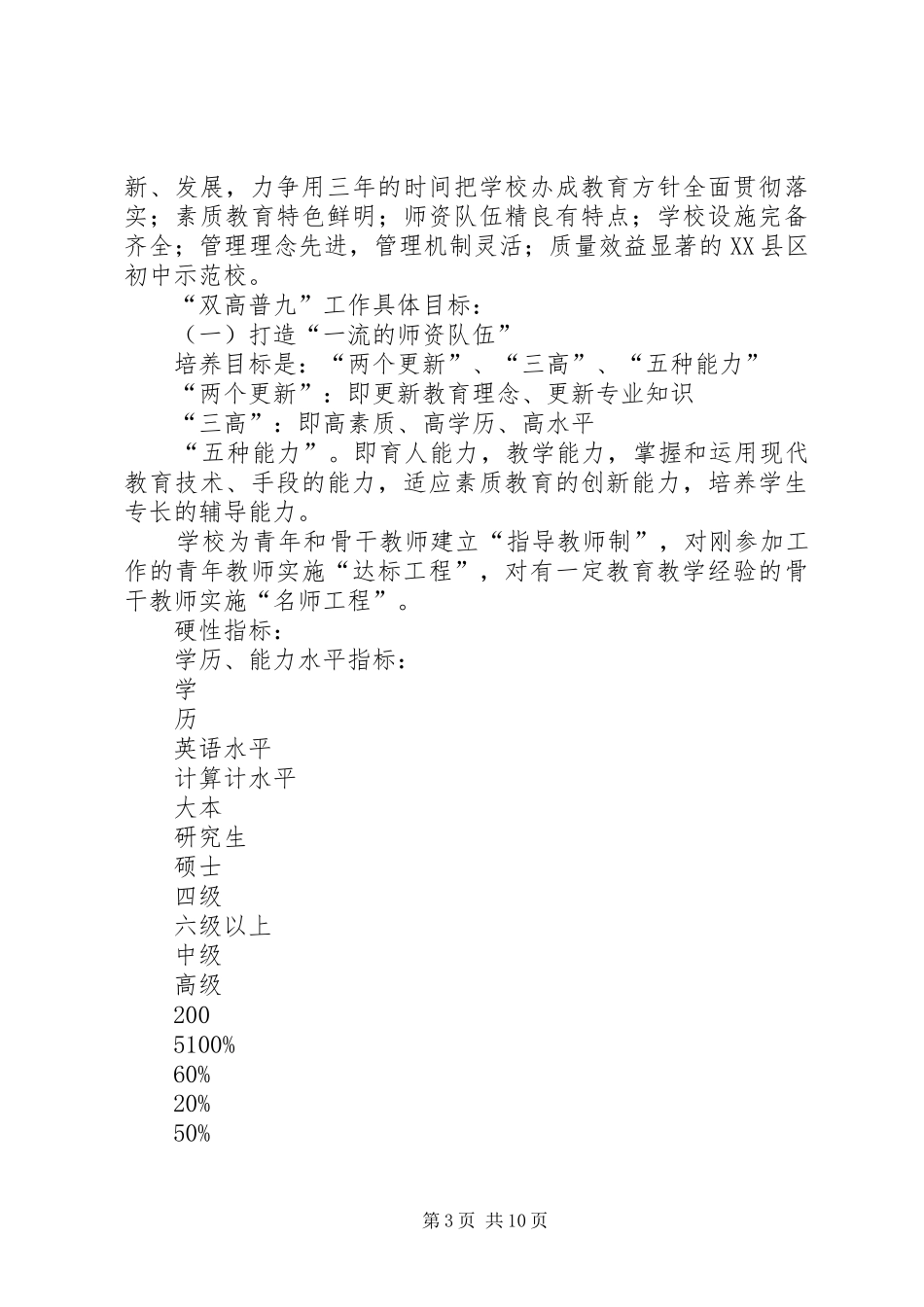 XX市第三十九中学双高普九自查报告_第3页