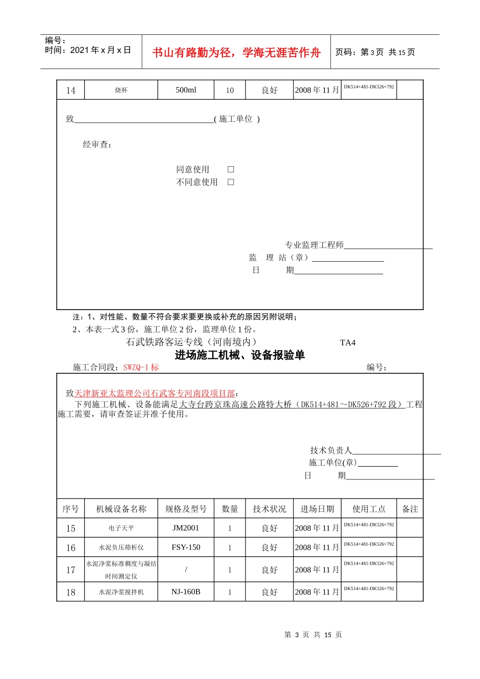 进场施工机械、设备报验单_第3页