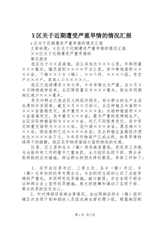 X区关于近期遭受严重旱情的情况汇报