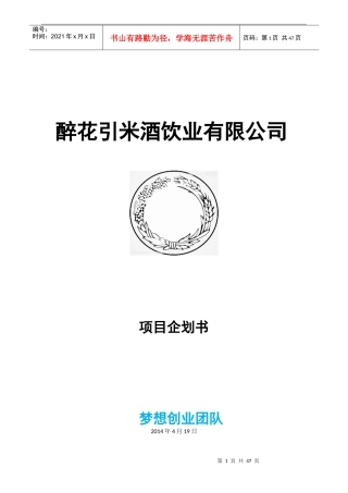 醉花引米酒饮业有限公司策划书