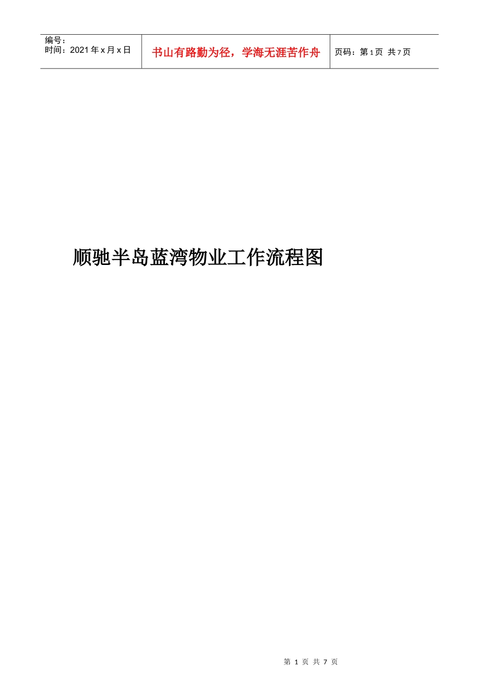 顺驰半岛蓝湾物业工作流程图_第1页