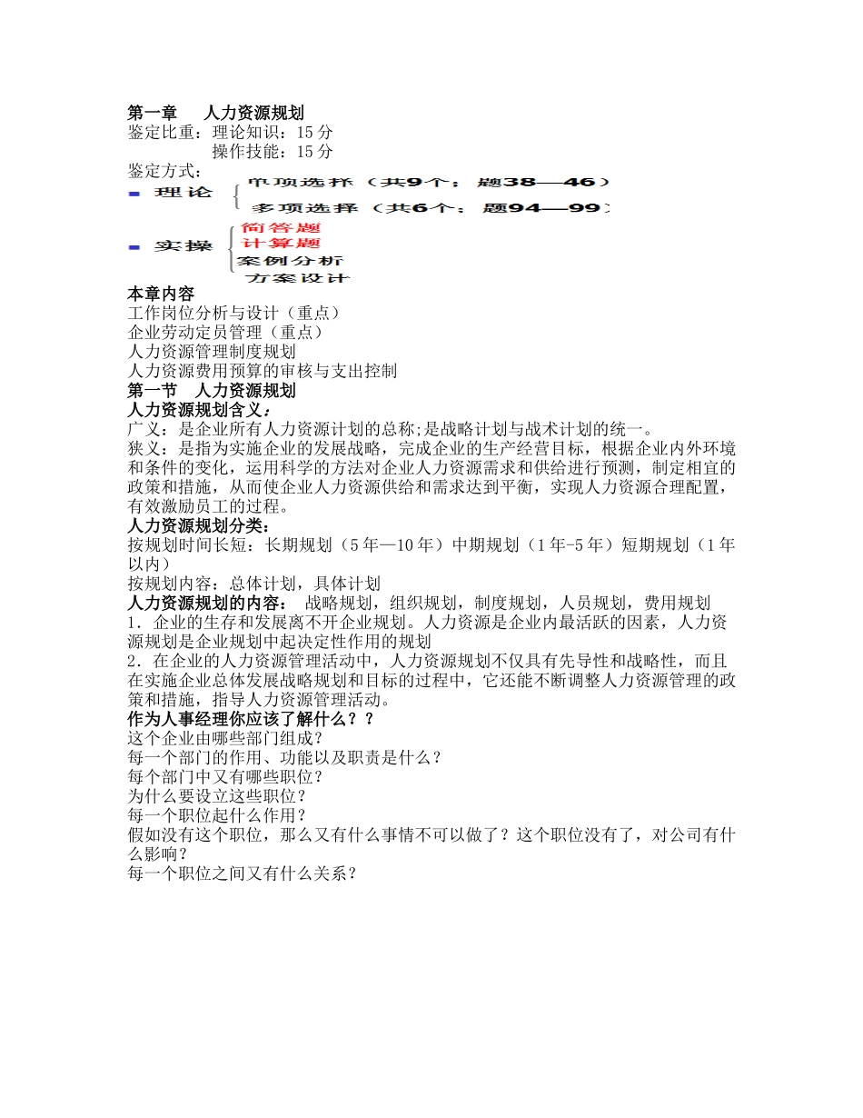 企业人力资源管理师(三级)第1章 人力资源规划_第1页