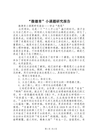 “微德育”小课题研究报告