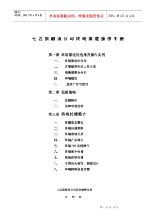 适合快消和酒类产品的终端渠道操作手册