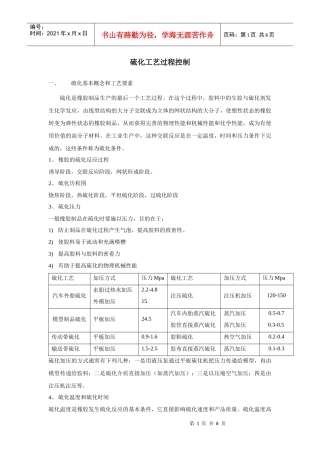 硫化工艺过程控制