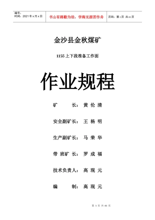 高现元金沙县茶园乡金秋煤矿