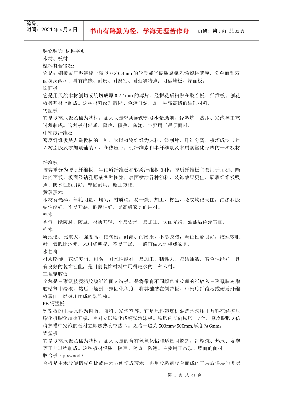装修装饰材料必备字典(doc 28页)_第1页