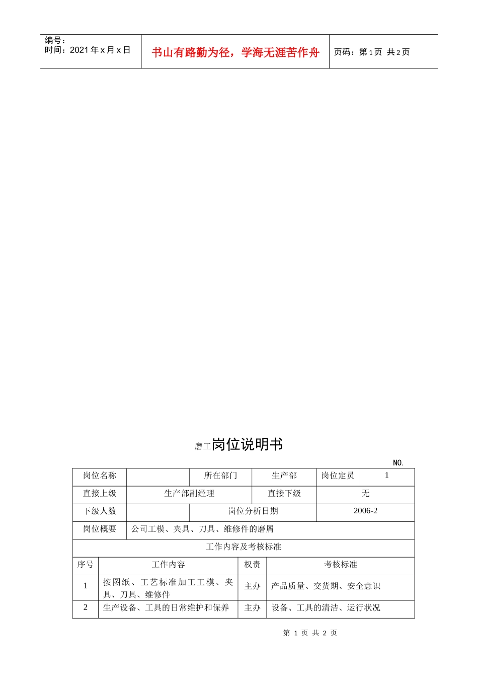 电力集团某大型电气配件企业磨工岗位说明书_第1页