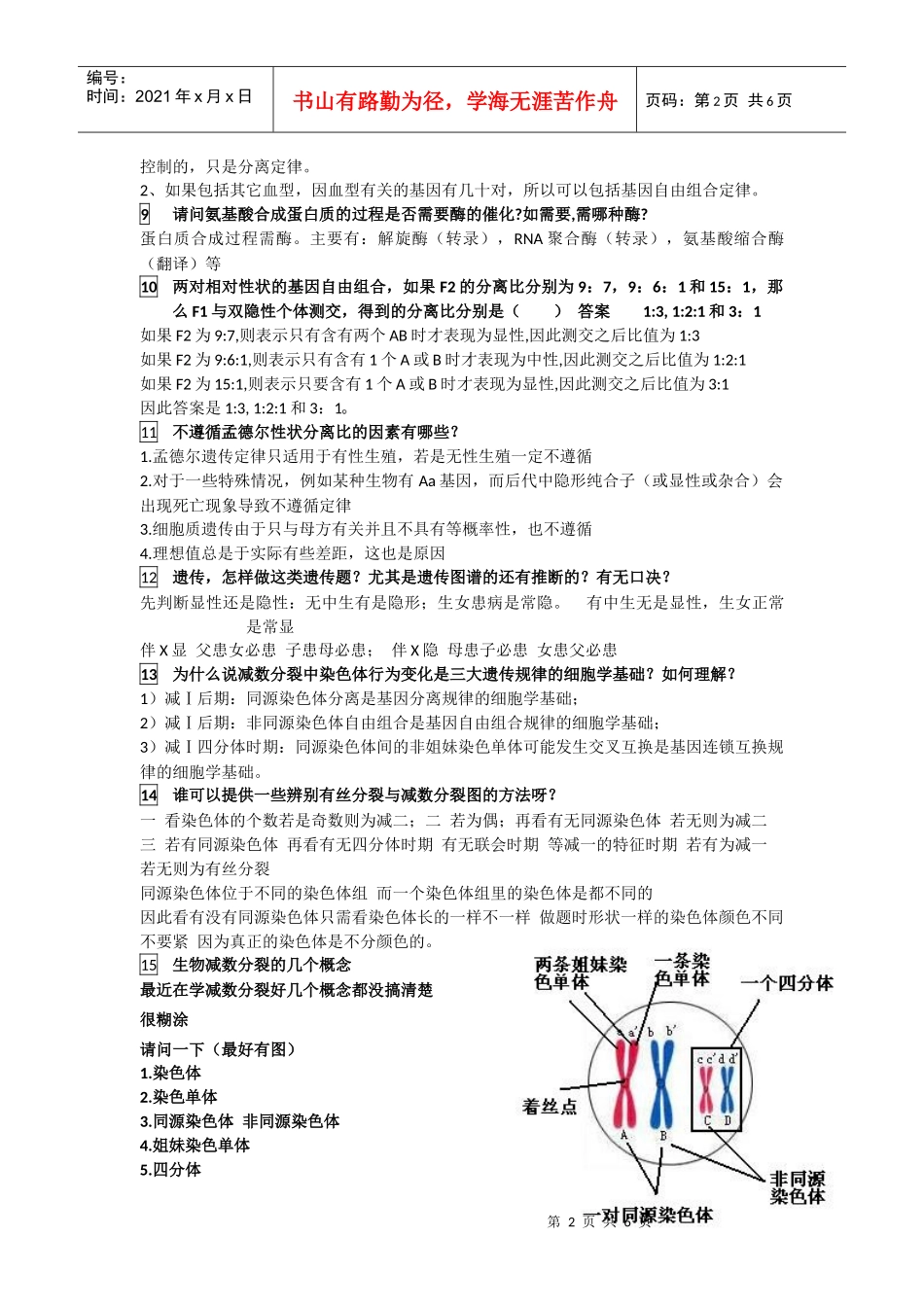 高中生物：遗传与进化易错知识点汇总学案_第2页