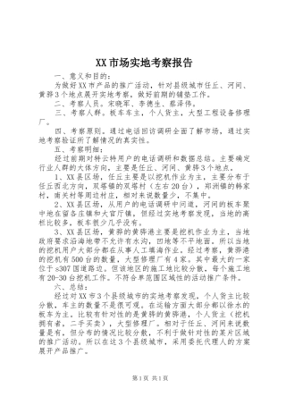 XX市场实地考察报告