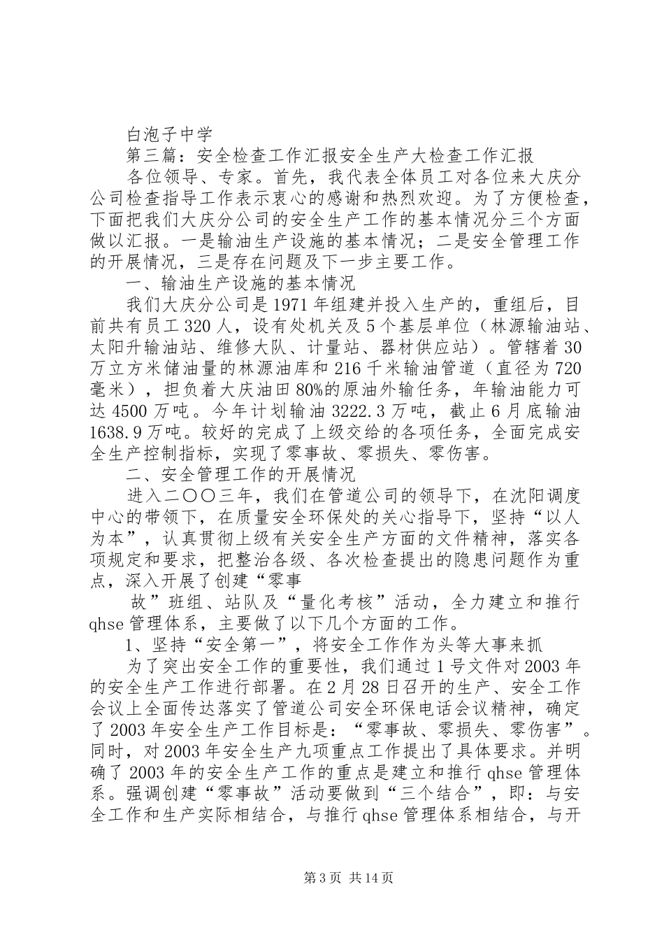 安全检查工作汇报_第3页