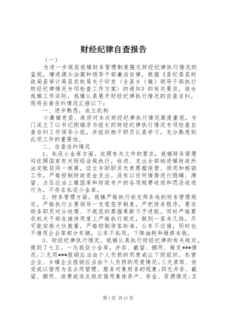 财经纪律自查报告