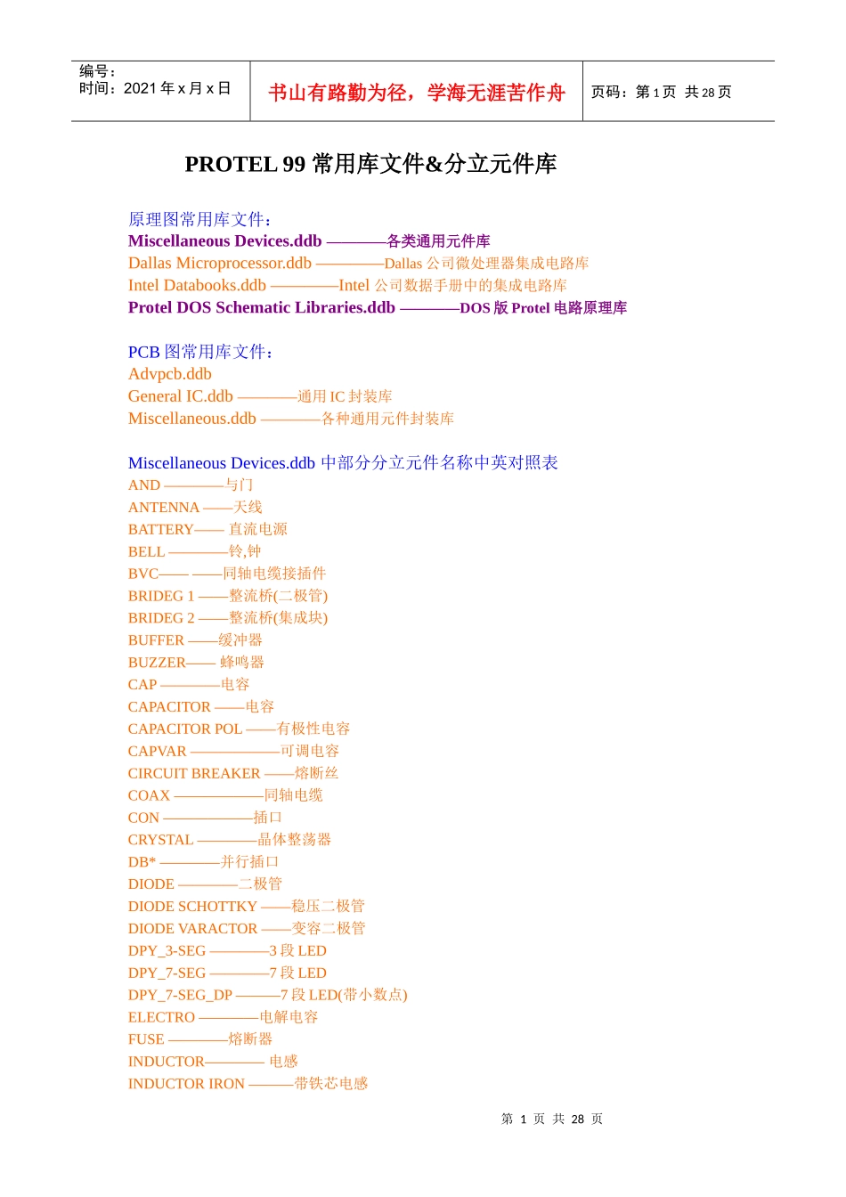 电子元件英文对照_第1页