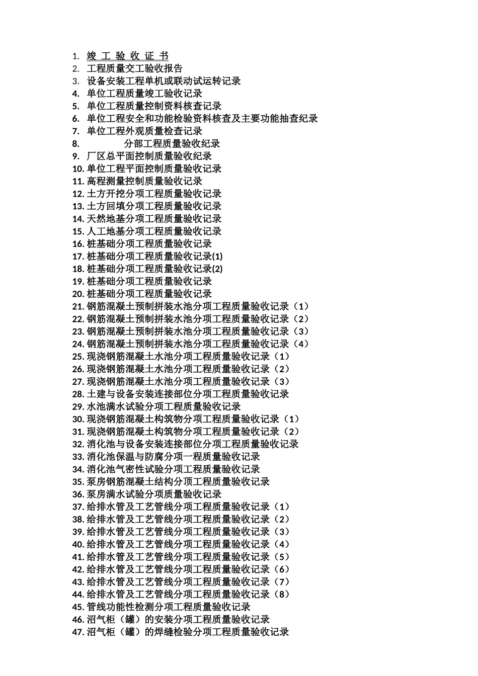 精心整理的城市污水处理厂工程质量验收记录表-全套表格_第1页