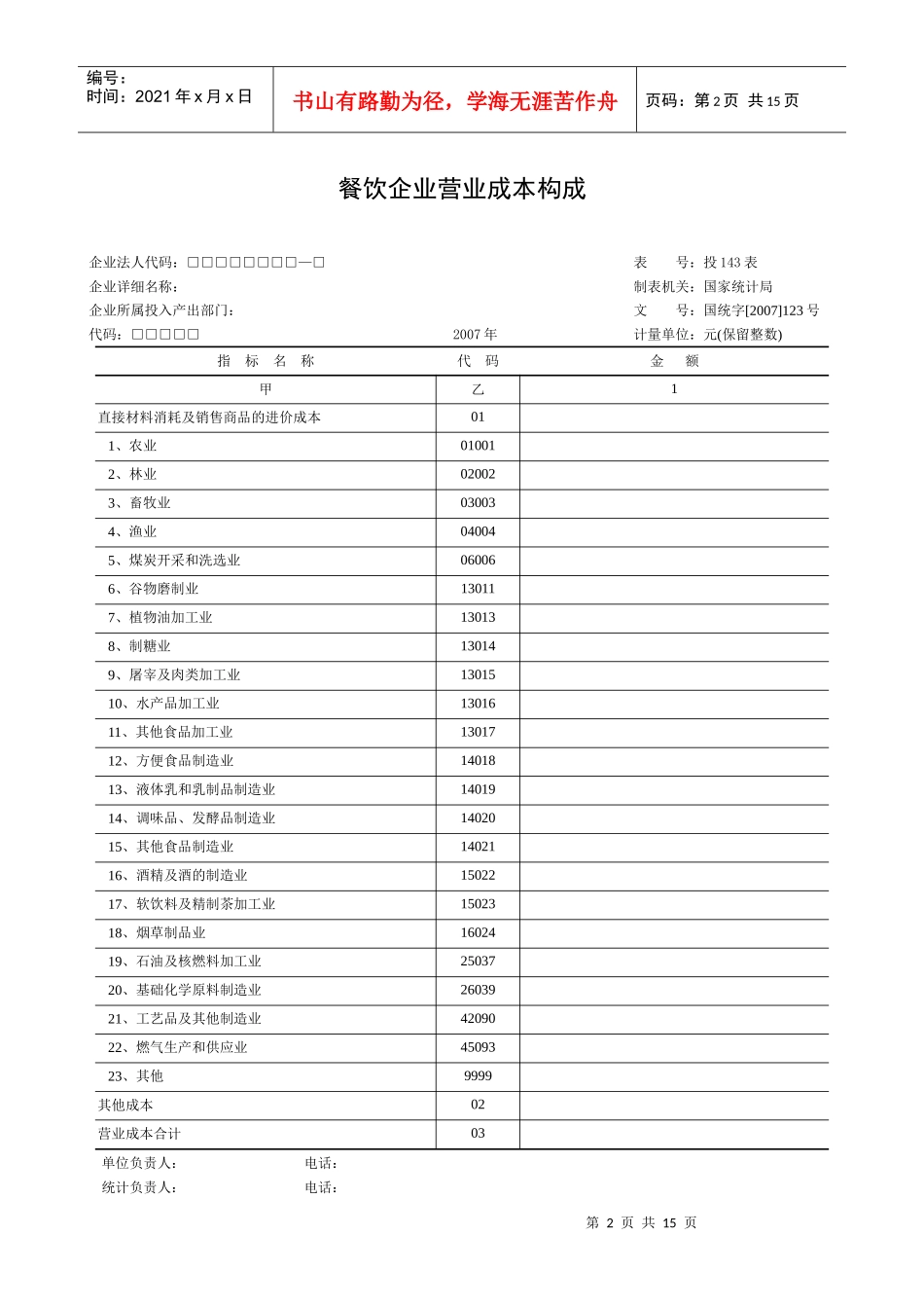 限额以上餐饮企业投入产出调查表_第2页