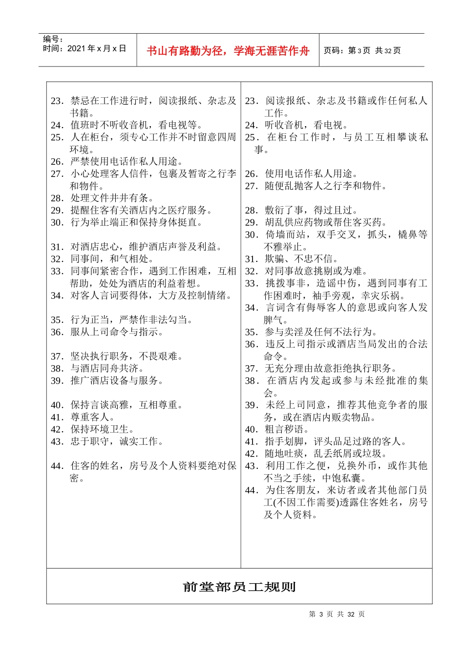 酒店前厅部培训资料1218410723_第3页