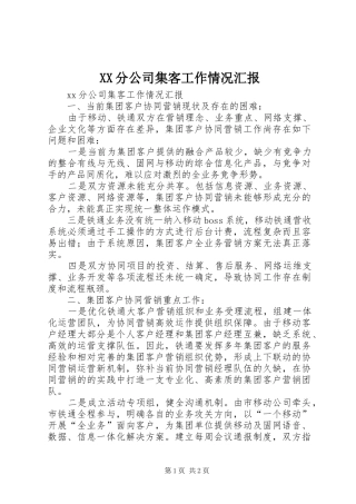 XX分公司集客工作情况汇报