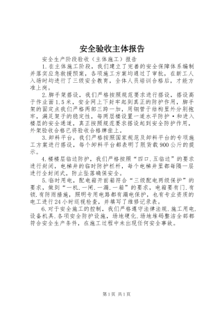 安全验收主体报告